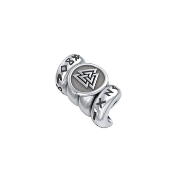 Norse Viking Valknut with Rune Symbol Silver Bead TBD362 - Jewelry